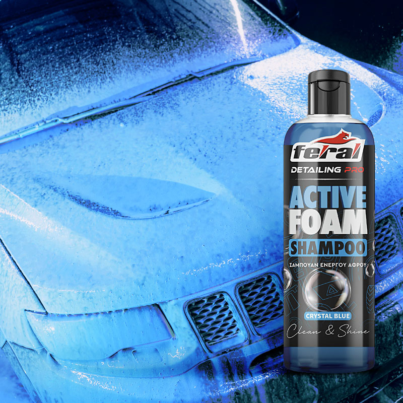 Rear view of a young man using detergent for and microfiber clot