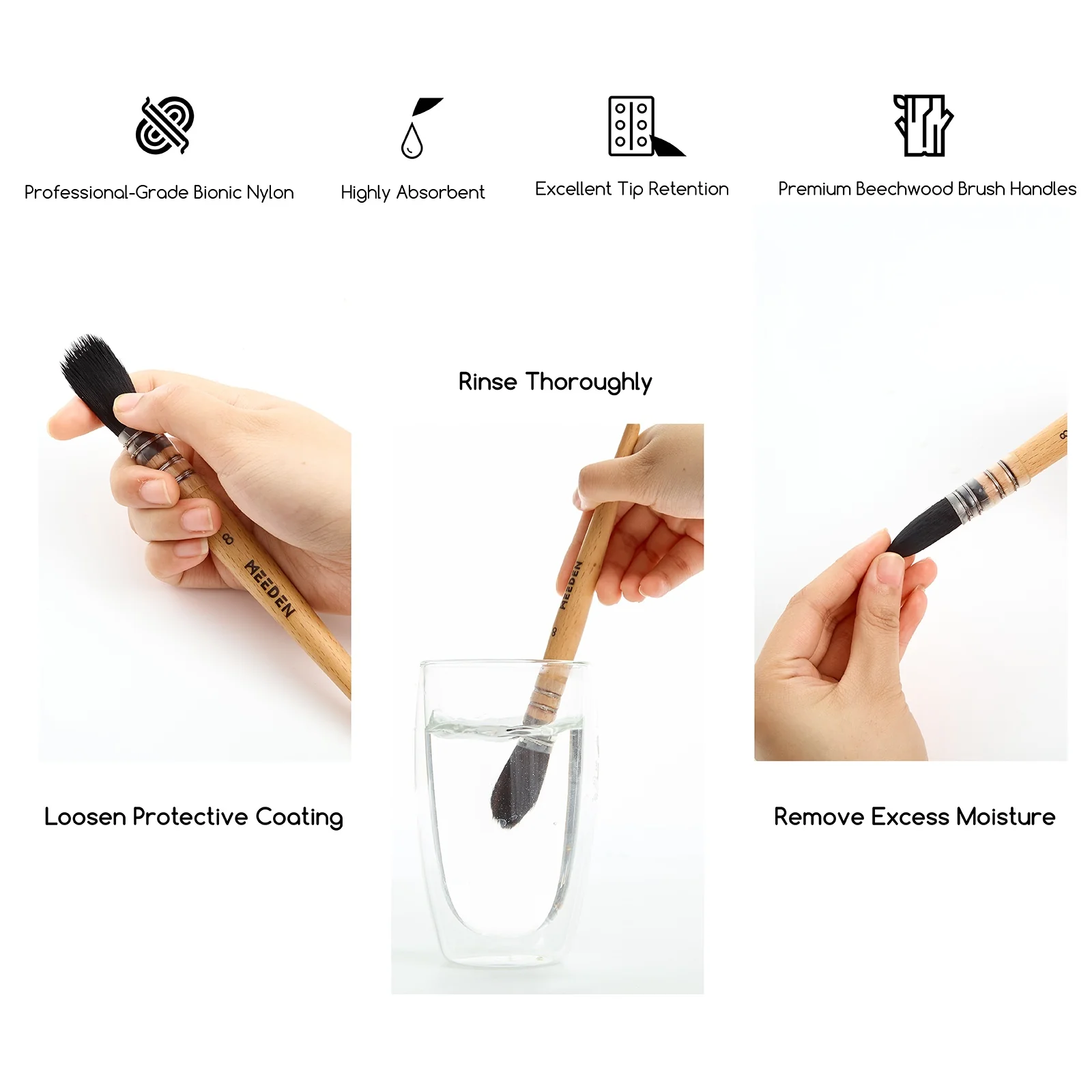 Ensemble de 9 pinceaux Aquarelle qualite professionnelle noumea-9