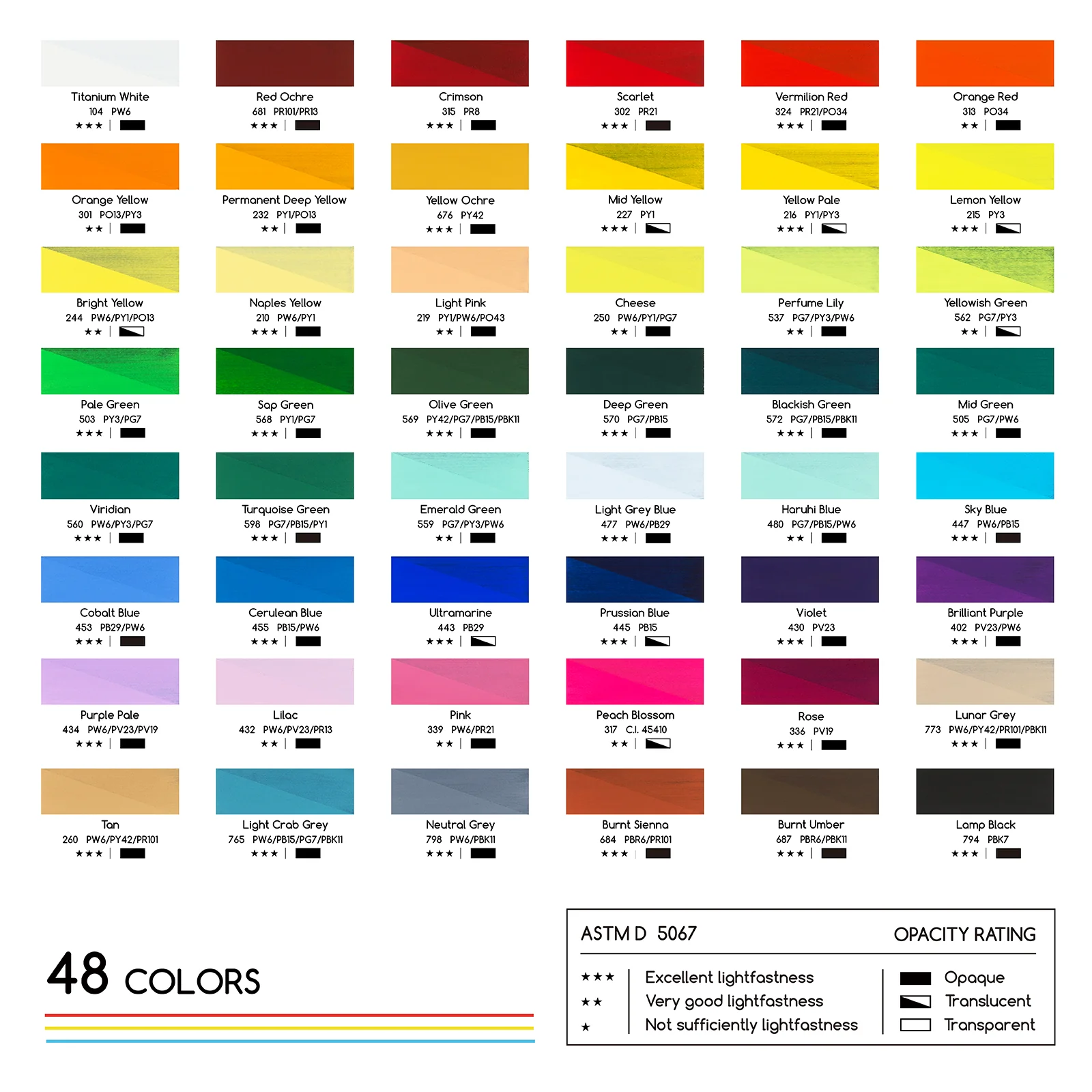 Ensemble de 48 couleurs peinture gouache 12ml noumea 2