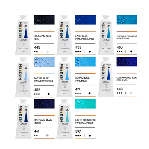 Peintures à l'huile 60ml les BLEUS nouméa site