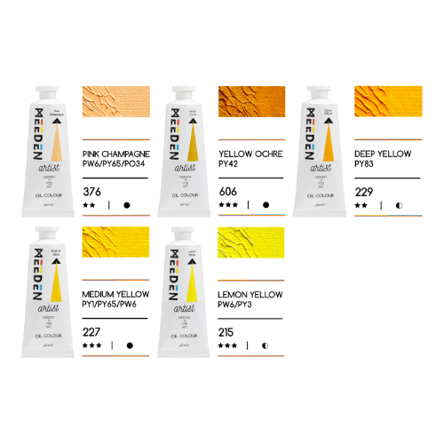 Peintures à l'huile 60ml les JAUNES nouméa site