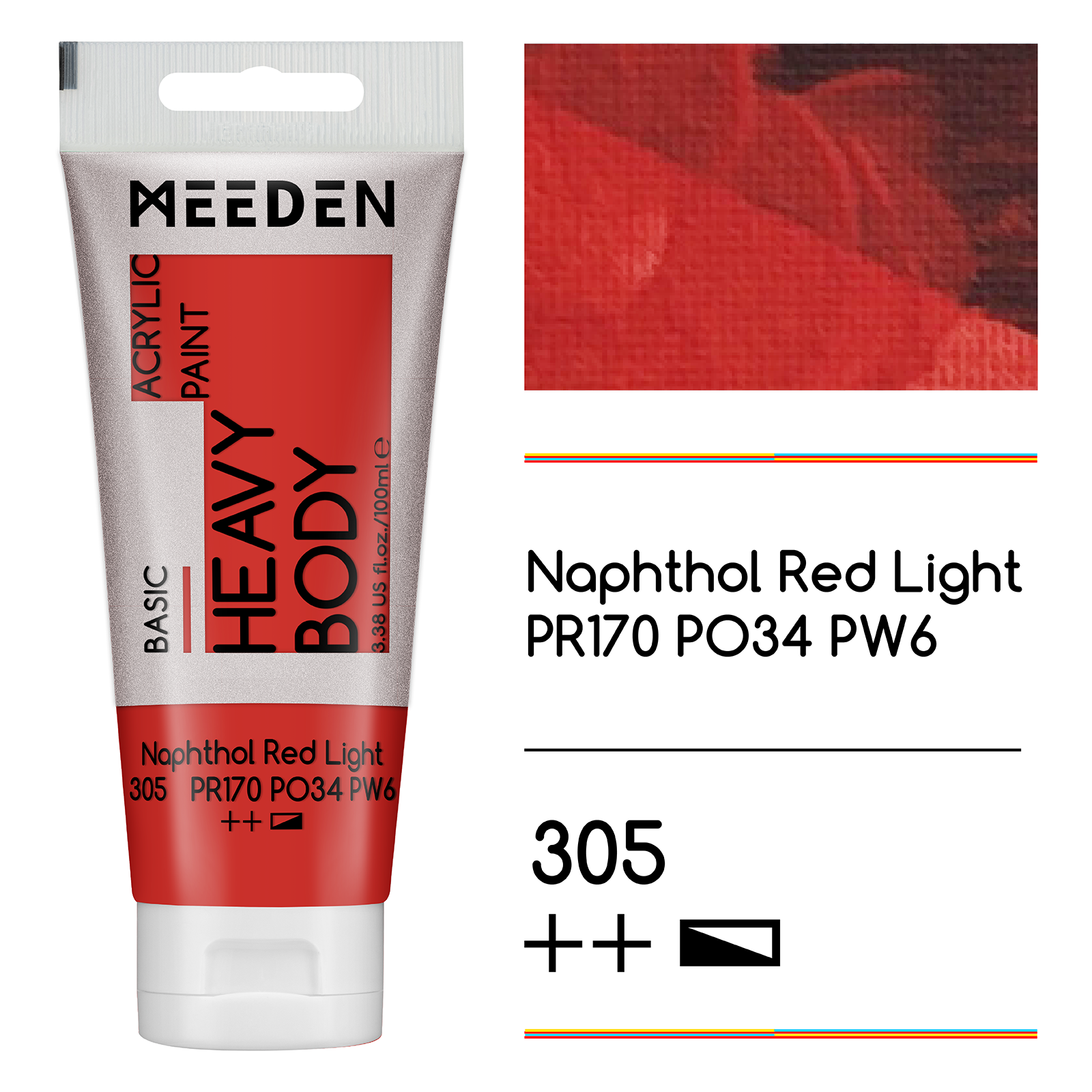 Tube peinture acrylique Rouge clair Naphtol 60ml noumea