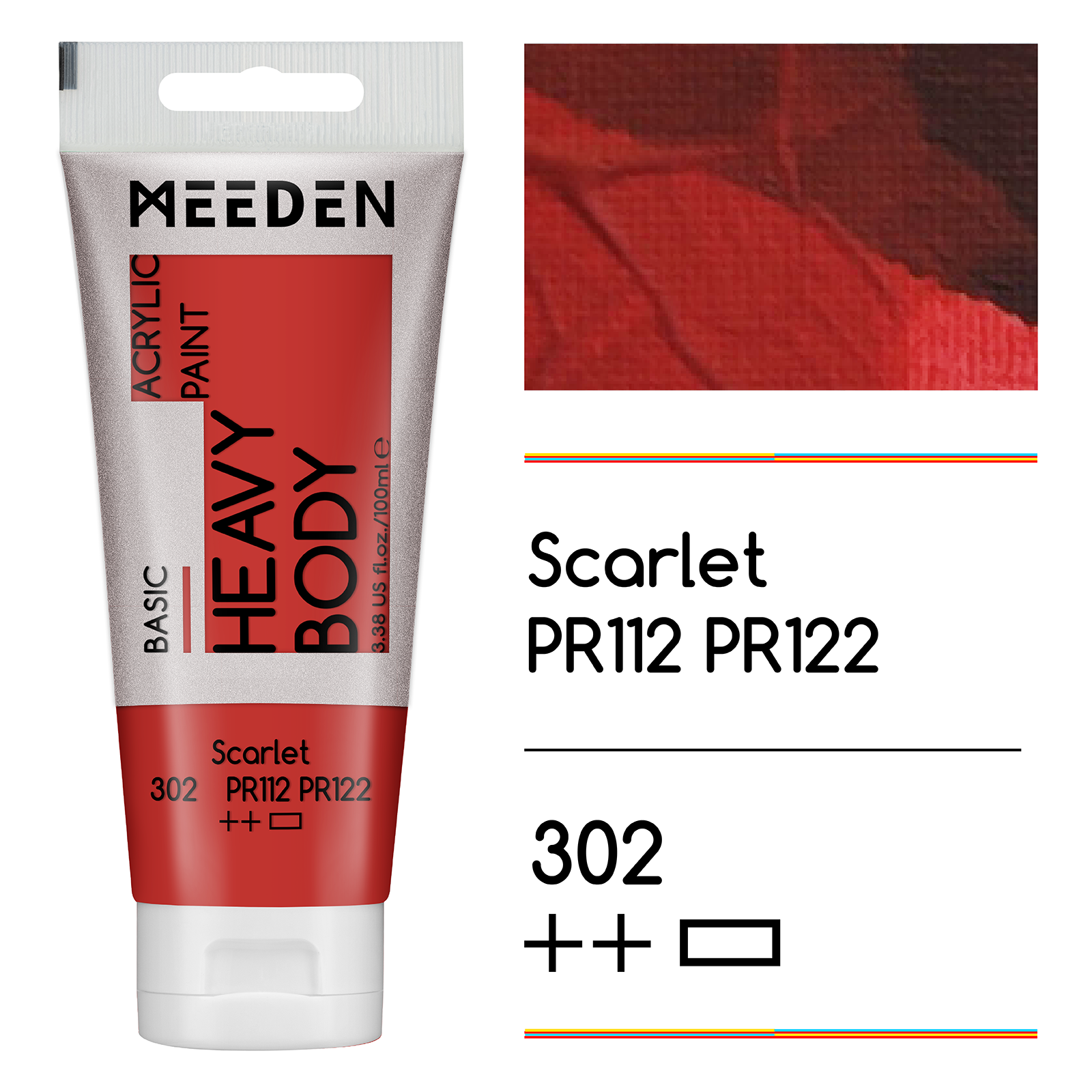 Tube peinture acrylique Rouge ecarlate 60ml noumea