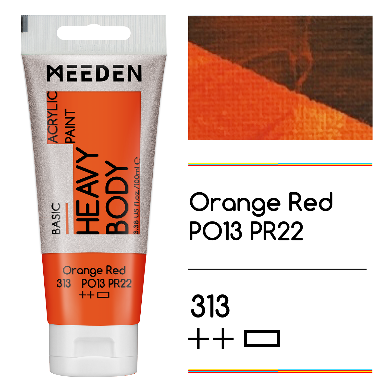 Tube peinture acrylique Rouge orangé 60ml noumea
