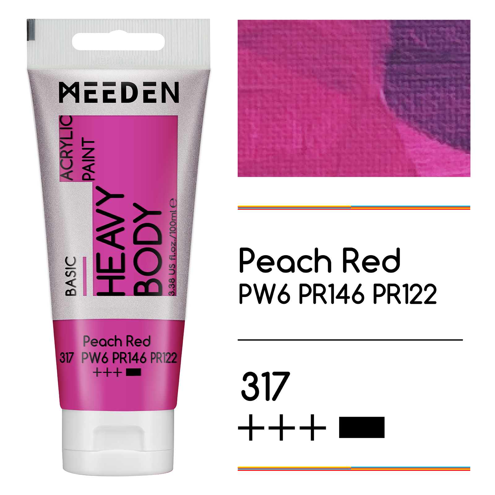 Tube peinture acrylique Rouge peche 60ml noumea