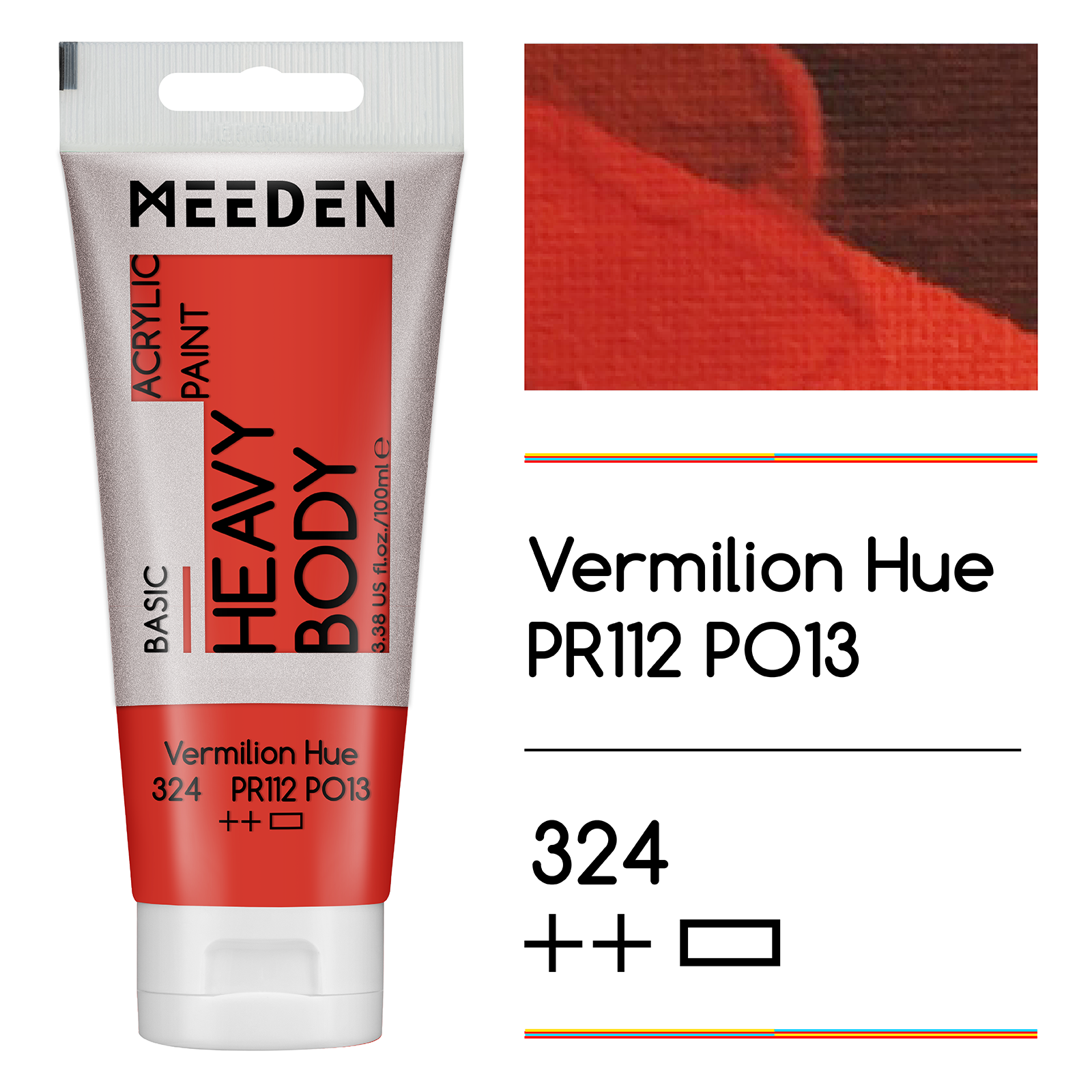 Tube peinture acrylique Rouge vermillon 60ml noumea