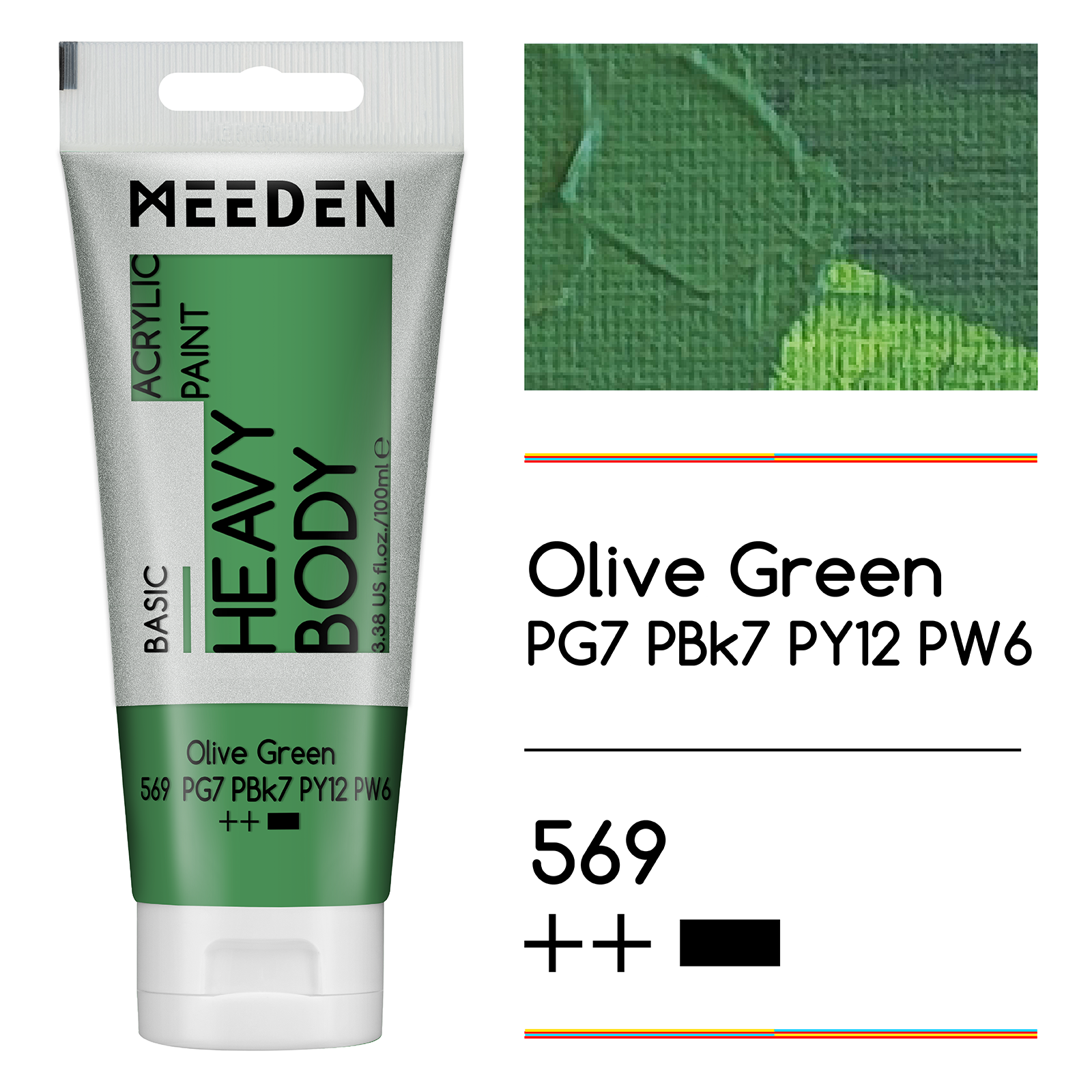 Tube peinture acrylique Vert olive 60ml noumea